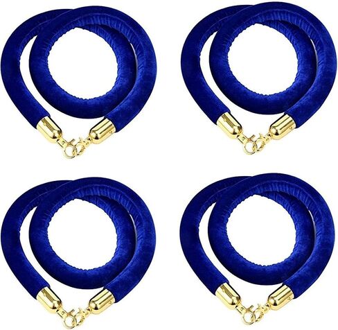 YaeKoo 59 in Velvet Stanchion Rope, Stanchion Queue Barrier Velvet Rope, Crowd Control Barrier Rope, with Golden Mirror Polished Hook (Blue) in Saudi Arabia