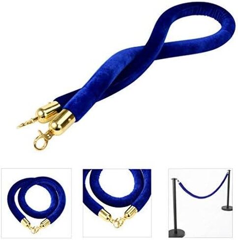 YaeKoo 59 in Velvet Stanchion Rope, Stanchion Queue Barrier Velvet Rope, Crowd Control Barrier Rope, with Golden Mirror Polished Hook (Blue) in Saudi Arabia