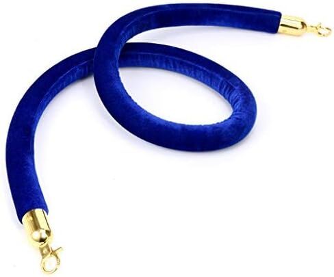 YaeKoo 59 in Velvet Stanchion Rope, Stanchion Queue Barrier Velvet Rope, Crowd Control Barrier Rope, with Golden Mirror Polished Hook (Blue) in Saudi Arabia