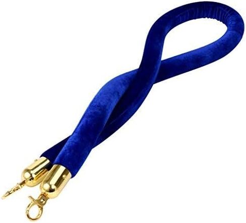 YaeKoo 59 in Velvet Stanchion Rope, Stanchion Queue Barrier Velvet Rope, Crowd Control Barrier Rope, with Golden Mirror Polished Hook (Blue) in Saudi Arabia