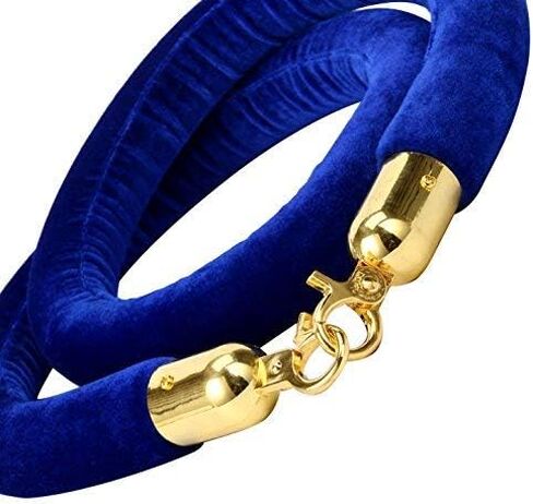 YaeKoo 59 in Velvet Stanchion Rope, Stanchion Queue Barrier Velvet Rope, Crowd Control Barrier Rope, with Golden Mirror Polished Hook (Blue) in Saudi Arabia