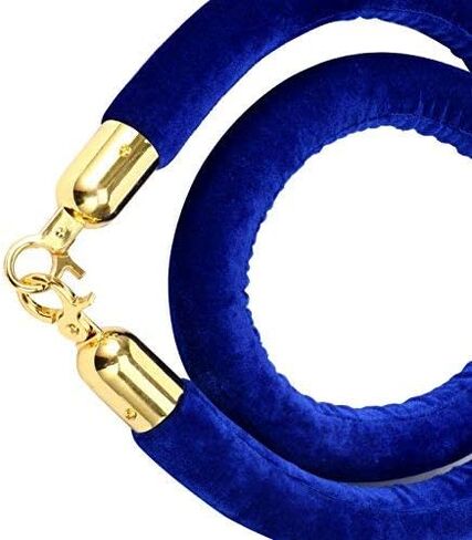 YaeKoo 59 in Velvet Stanchion Rope, Stanchion Queue Barrier Velvet Rope, Crowd Control Barrier Rope, with Golden Mirror Polished Hook (Blue) in Saudi Arabia