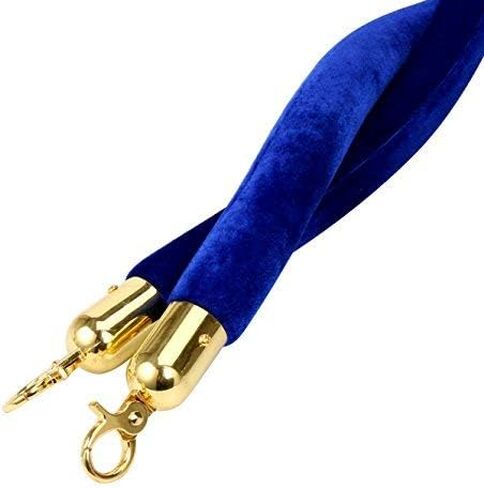 YaeKoo 59 in Velvet Stanchion Rope, Stanchion Queue Barrier Velvet Rope, Crowd Control Barrier Rope, with Golden Mirror Polished Hook (Blue) in Saudi Arabia