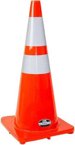 مخاريط PVC للسلامة المرورية مقاس 28 بوصة RK مع أطواق عاكسة مقاس 6 بوصة + 4 بوصة، قاعدة برتقالية (6 مخاريط) in Kuwait