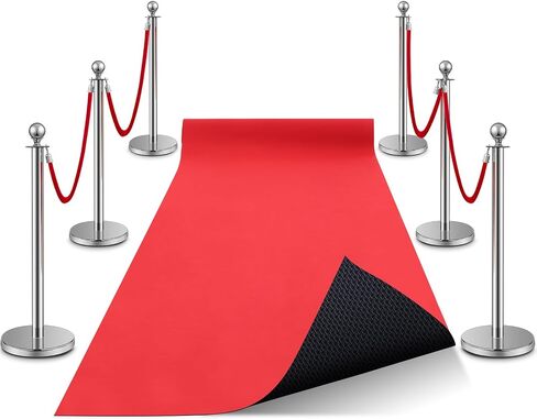 Therwen 6 Pieces Crowd Control Barriers Stainless Steel Stanchion Posts Queue Line Dividers and Red Carpet Runner 2.3 x 20 ft Red Carpet for Prom Crowds Outdoor Runner Rug in Saudi Arabia
