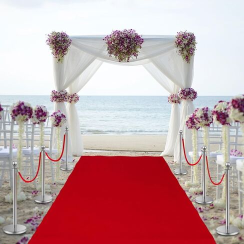 Therwen 6 Pieces Crowd Control Barriers Stainless Steel Stanchion Posts Queue Line Dividers and Red Carpet Runner 2.3 x 20 ft Red Carpet for Prom Crowds Outdoor Runner Rug in Saudi Arabia
