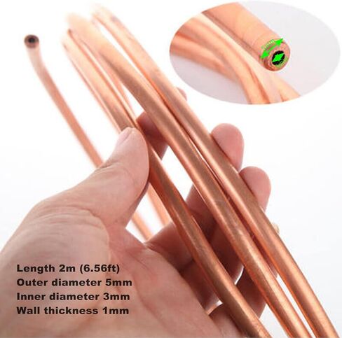 Copper Tubing, 5mm OD x 3mm ID x 6.56Ft Refrigeration Pipe, Soft Coil Copper Tubing for Air Conditioner ( C1100 T2 ) in Saudi Arabia