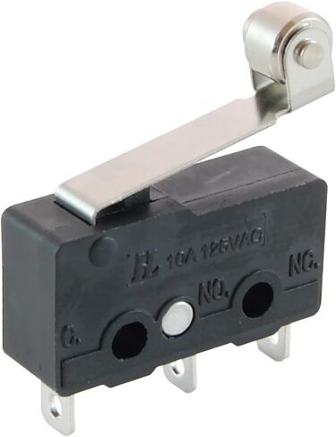 NTE Electronics 54-416 Subminiature Snap Action Switch, SPDT Circuit, 55 g Operating Force, Hinge Roller Lever Actuator, Solder Terminals, 10 Amp, 125V in Saudi Arabia