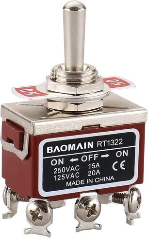 Baomain تبديل التبديل DPDT ON / OFF / ON 3 موقف AC 15A / 250V 20A / 125V 6 محطات المسمار RT1322 2 حزمة in Kuwait