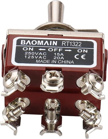 Baomain تبديل التبديل DPDT ON / OFF / ON 3 موقف AC 15A / 250V 20A / 125V 6 محطات المسمار RT1322 2 حزمة in Kuwait