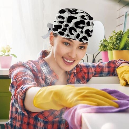 Unisex 2 Psc Scrub Cap with Buttons Sweatband Hats Surgical Caps for Women Men, Purple Pink Black Leopard Pattern in Saudi Arabia