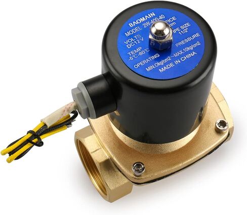 باومين صمام الملف اللولبي الكهربائي النحاسي 1-1/2 انش تيار مستمر 12 فولت يعمل بشكل مباشر مغلق بشكل طبيعي متوافق مع الهواء المائي in Kuwait