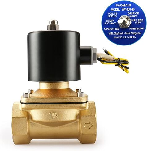 باومين صمام الملف اللولبي الكهربائي النحاسي 1-1/2 انش تيار مستمر 12 فولت يعمل بشكل مباشر مغلق بشكل طبيعي متوافق مع الهواء المائي in Kuwait