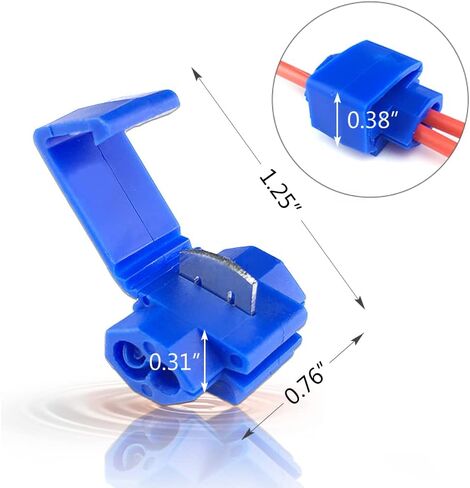 100 Pcs Solderless Quick Splice Snap Wire Connector Blue Self-Stripping Scotch Lock Snap Electrical Cable Clamp Terminal Block Wire Connector 18-14 AWG(T-Tap) in Kuwait