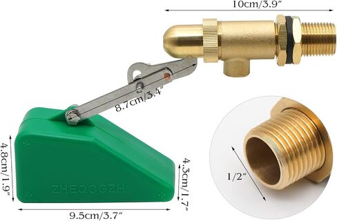 موديوبان صمام عائم نحاسي 1/2 انش مع صمام بلاستيكي مع ذراع ملء تلقائي قابل للتعديل للبرك، حوض مياه الماشية، خزان المرطب، احواض المياه، احواض السمك، تربية الاحياء المائية in Kuwait