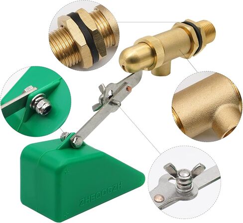 موديوبان صمام عائم نحاسي 1/2 انش مع صمام بلاستيكي مع ذراع ملء تلقائي قابل للتعديل للبرك، حوض مياه الماشية، خزان المرطب، احواض المياه، احواض السمك، تربية الاحياء المائية in Kuwait