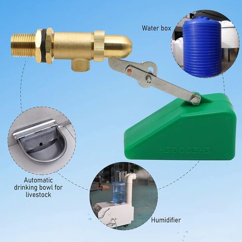 موديوبان صمام عائم نحاسي 1/2 انش مع صمام بلاستيكي مع ذراع ملء تلقائي قابل للتعديل للبرك، حوض مياه الماشية، خزان المرطب، احواض المياه، احواض السمك، تربية الاحياء المائية in Kuwait