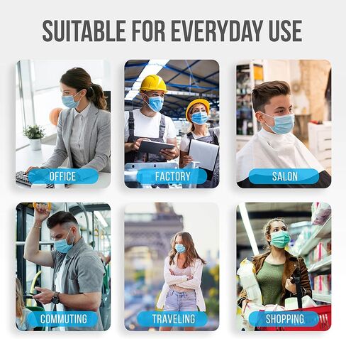 50 قطعة. أقنعة وجه للاستعمال مرة واحدة - أقنعة وجه قابلة للتنفس 3 طبقات، لتغطية الغبار، فلتر واقي للغبار، غطاء الفم السلامة PPE، درع الأنف، للبالغين - سيرين لايف SL3PLY50.5 in Kuwait