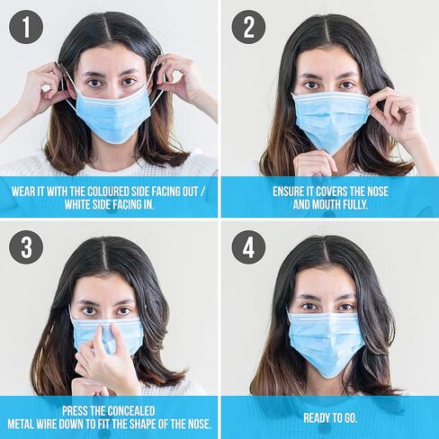 50 قطعة. أقنعة وجه للاستعمال مرة واحدة - أقنعة وجه قابلة للتنفس 3 طبقات، لتغطية الغبار، فلتر واقي للغبار، غطاء الفم السلامة PPE، درع الأنف، للبالغين - سيرين لايف SL3PLY50.5 in Kuwait