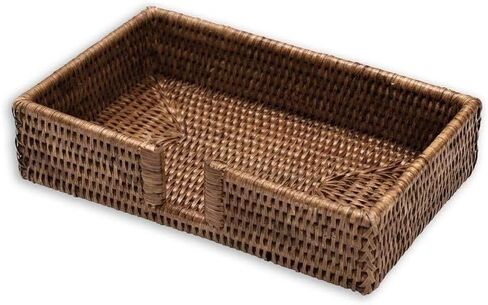حامل مناديل كوكتيل من Caspari Rattan باللون البني الطبيعي الداكن، قطعة واحدة لكل واحدة in Saudi Arabia