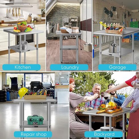 VIVOHOME 24 x 18 Inch Stainless Steel Work Table with Backsplash, Prep Commercial Table with Wheels for Restaurant, Hotel, Home and Warehouse in Saudi Arabia