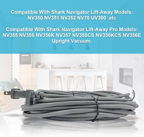 سلك طاقة للمكنسة الكهربائية بطول 36 قدمًا لاستبدال Shark Navigator Lift-Away Pro NV355 NV355CS NV356 NV356E NV356K NV356KCS NV357 مكنسة كهربائية مستقيمة in Kuwait