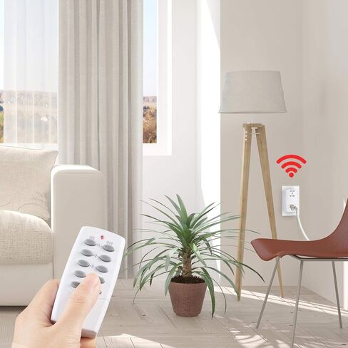 BN-LINK مقبس طاقة لاسلكي صغير للتحكم عن بعد للأجهزة المنزلية، مفتاح إضاءة لاسلكي عن بعد، مصابيح إضاءة LED، أبيض (2 جهاز تحكم عن بعد + 5 منافذ) 1250 وات/10 أمبير in Kuwait