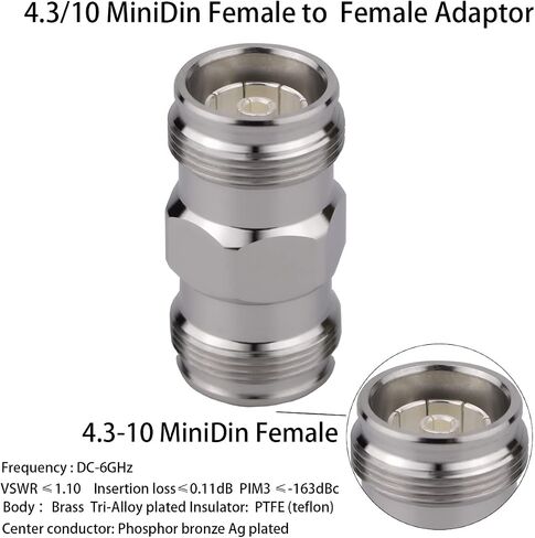 4.3-10 Mini DIN Female to N Female Adapter, 50 Ohm, 1 Piece in Kuwait