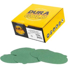 أقراص صنفرة PSA من Dura-Gold Premium مقاس 5 بوصات - 1000 حبيبة (صندوق مكون من 50) - أقراص ورق صنفرة لاصقة ذاتية اللصق من الخلف لصنفرة DA، مادة كاشطة نهائية، طلاء رملي لأعمال النجارة الخشبية in Kuwait