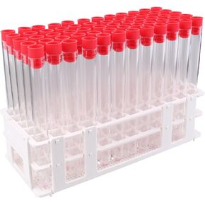 60 أنبوبًا - مجموعة أنابيب اختبار بلاستيكية شفافة مقاس 16 × 150 مم مع أغطية ورف in Kuwait