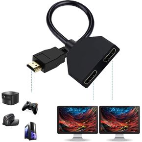 كابل محول مقسم HDMI - مقسم HDMI 1 في 2 مخرج HDMI ذكر 1080 بكسل إلى HDMI أنثى مزدوج 1 إلى 2 طريقة، لـ HDMI HD وLCD والتلفزيون، يدعم جهازي تلفزيون في نفس الوقت لنقل الفيديو والصوت في وقت واحد in Kuwait