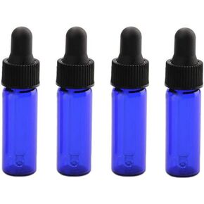 15 قطعة من زجاجات إسقاط الزيوت العطرية سعة 4 مل بقطارة زجاجية زرقاء اللون فارغة من العطور الزجاجية، حاويات لوشن مستحضرات التجميل مع قطارة زجاجية للعين وأغطية سوداء in Kuwait
