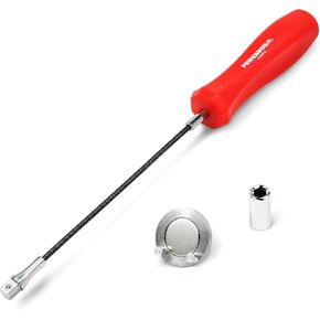 أداة إزالة قابس تصريف الزيت المغناطيسي من Powerbuilt، عمود مرن لسهولة الوصول، محول مغناطيسي لقمة سداسية، تثبيت وإزالة المقابس - أحمر 942072 in Kuwait