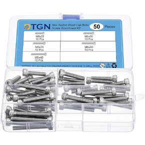DTGN 50Pcs M6 Metric Screw Assortment, M6 Bolts Socket Head Screws, 304 Stainless Steel M6x25/30/35/40/45mm Hex Socket Head Cap Screws Bolt Set for 3D Printing DIY in Saudi Arabia