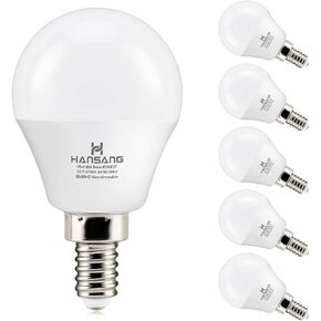 hansang 6 watt (60w Equivalent) LED Bulbs,E12 Small Base Candelabra Round Light Bulb,600 Lumen,Warm White 2700K,A15 LED Bulb Globe Shape,Non dimmable,G45 Ceiling Fan Light Bulbs (6 Pack)