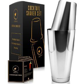 Ignite Lifestyle Boston Cocktail Shaker - Professional Grade Unweighted 18oz & Weighted 28oz Boston Shaker Set + Recipes Book - Martini Shaker - Easy to Clean Bartender Kit - Drink Shaker/Drink Mixer