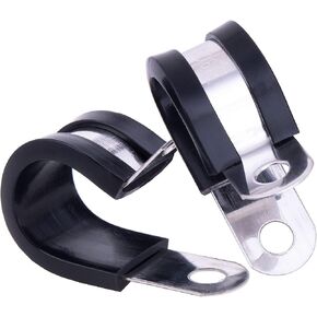 HOLYBEAR 20pcs 3/8 Inch Stainless Steel Cable Clamp, Silicone Rubber Cushioned Insulated Clamp, Pipe Clamp, Metal Clamp, Cable Holder, Pipe Hoop in Saudi Arabia