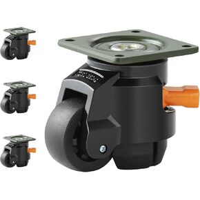 VEVOR Leveling Casters, Set of 4, 1100 lbs Total Load Capacity, 2 inches, Heavy Duty with Upgraded Handle Design, 360 Degree Swivel Caster Wheels, Adjustable Casters with Feet for Workbench, Machine in Kuwait