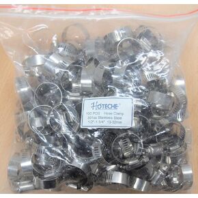100pc 1/2" to 1-1/4" O.D. Hose Clamps Stainless Steel Worm Gear 1/2" Band Width in Saudi Arabia