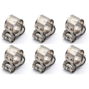 T-Bolt Hose Clamp 6 Pack 304 Stainless Steel Bolt Hose Clamps for Hose Range Size 0.906"-0.984" (23mm-25mm)