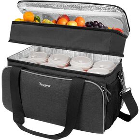 حامل مشروبات قابل لإعادة الاستخدام مكون من 8 أكواب للتسليم مع فواصل، حقيبة تبريد غداء معزولة مع حجرات مزدوجة، حقيبة كبيرة لحمل أكواب المشروبات وحقيبة حمل لمشروبات العمل والنزهات، أسود in Kuwait