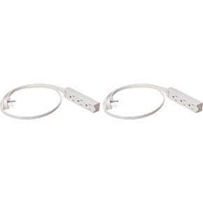 Amazon Basics شريط طاقة لسلك تمديد مستطيل داخلي بطول 3 أقدام و3 شقوق، قابس مسطح، مؤرض 13 أمبير، 1625 واط، 125 فولت تيار متردد، عبوتان، أبيض in Kuwait