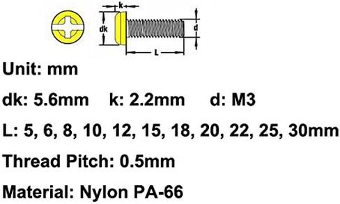 إلكترونيكس-صالون 100 قطعة M3 × 5 مم نايلون آلة برغي أسود مزيج فيليبس مشقوق رأس مقعر متري in Kuwait