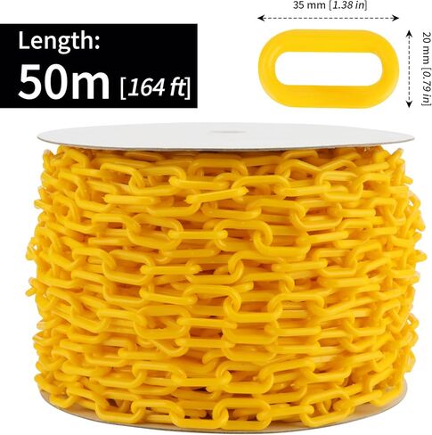 مانشاب 164 قدم سلسلة من البلاستيك الأصفر، سلسلة التحكم في الحشود البلاستيكية، سلسلة حاجز بلاستيكي للسلامة للحذر، DIY، الأمن العام in Kuwait