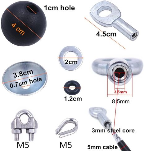 J Bryant Gym Machine Accessories for 5mm/6mm Cable Ball Stopper Interface Port Components Fitness Equipment Wire Rope Port Joint Replacement Parts for Home Gym Machine Use in Kuwait