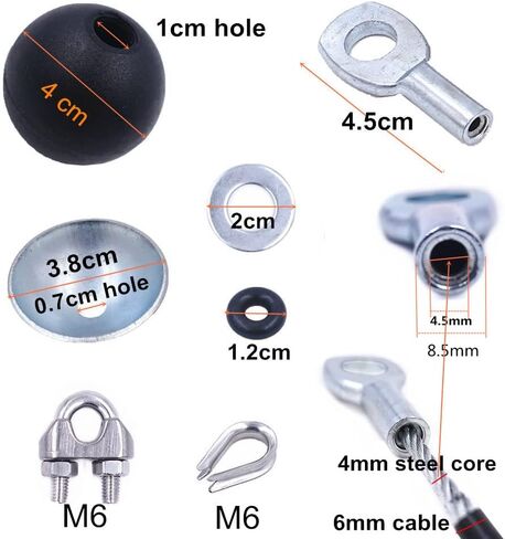 J Bryant Gym Machine Accessories for 5mm/6mm Cable Ball Stopper Interface Port Components Fitness Equipment Wire Rope Port Joint Replacement Parts for Home Gym Machine Use in Kuwait