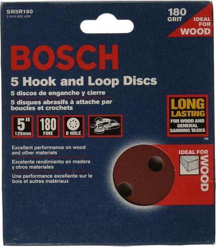 BOSCH SR5R180 5-Piece 180 Grit 5 In. 8 Hole Hook-And-Loop Sanding Discs in Saudi Arabia