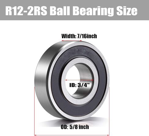 R12-2RS Bearing 3/4" x 1-5/8" x 7/16" Miniature Ball Bearing Double Rubber Sealed pre-Lubricated with Grease Precision Single Row Radial Ball Bearing (4 Pack) in Saudi Arabia