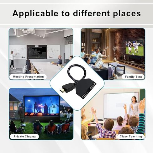 كابل محول مقسم HDMI - مقسم HDMI 1 في 2 مخرج HDMI ذكر 1080 بكسل إلى HDMI أنثى مزدوج 1 إلى 2 طريقة، لـ HDMI HD وLCD والتلفزيون، يدعم جهازي تلفزيون في نفس الوقت لنقل الفيديو والصوت في وقت واحد in Kuwait