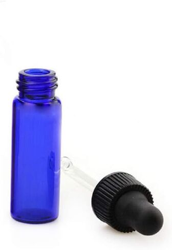 15 قطعة من زجاجات إسقاط الزيوت العطرية سعة 4 مل بقطارة زجاجية زرقاء اللون فارغة من العطور الزجاجية، حاويات لوشن مستحضرات التجميل مع قطارة زجاجية للعين وأغطية سوداء in Kuwait